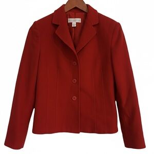 Vintage Red Wool & Cashmere Petite Sophisticate Button-Front Blazer 4